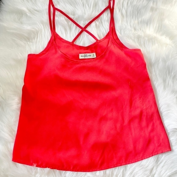 Abercrombie & Fitch Red Orange Cross Back Strappy Lightweight Cami Top Size XS - Picture 6 of 9